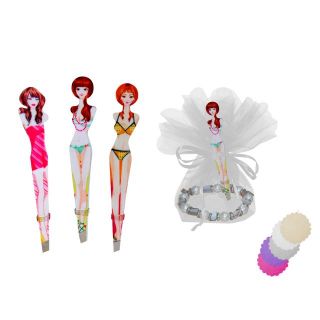 pinza de depilar chicas + pulsera perlas de color (8108) + bolsa tull (8940)