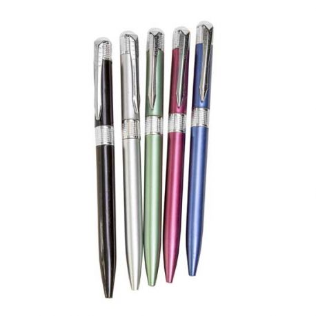 Bolígrafos de colores franja plateada surtidos