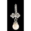 PENDIENTES PLATEADOS ZIRCONITAS BLANCAS Y PERLA, 2,5 cm.