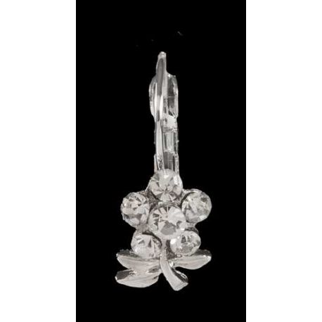 PENDIENTES PLATEADOS ZIRCONITAS Y FLOR, 1,5 cm.