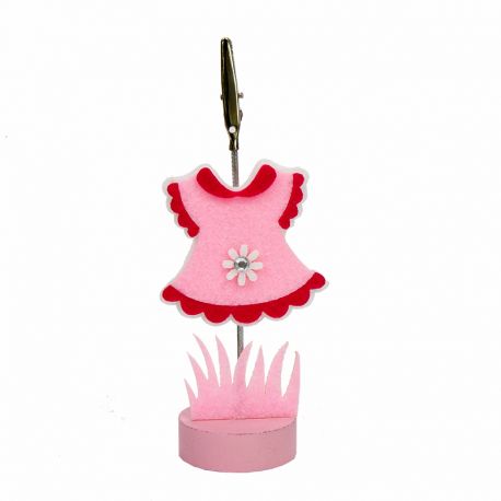 PINZA PORTA FOTOS VESTIDO ROSA