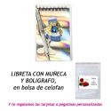 Libreta con bolígrafo y muñeca, regalo de Boda en Outlet