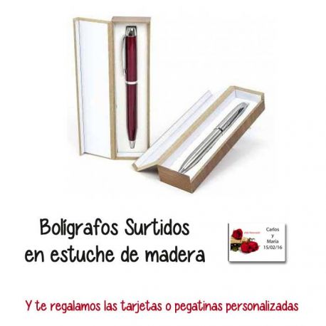 Elegante bolígrafo en estuche de madera, regalo de Boda en Outlet
