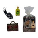 Pack detalles de boda botella de licor con cinturón y baúl