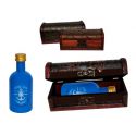 botella little gin premium + baul de madera (8090)