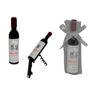 abrebotellas botella de vino + bolsa tull ama. (8942)
