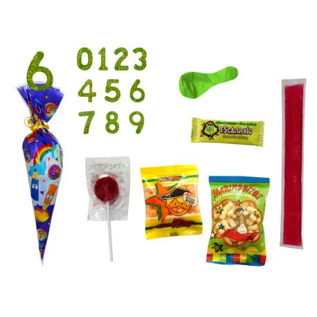 BOLSA CONO GOLOSINAS + POLO + PINCHO NUMERO