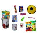 PAPELERA METALIZADA LONDRES-PARIS CON GOLOSINAS + LIBRETA + BALON