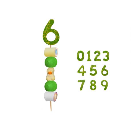 BROCHETA DE GOLOSINAS NUMEROS MADERA (Aprox. 50 Gr.)