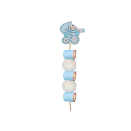BROCHETA DE GOLOSINAS CARRICOCHE AZUL MADERA (Aprox. 50 Gr.)