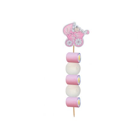BROCHETA DE GOLOSINAS CARRICOCHE ROSA MADERA (Aprox. 50 Gr.)