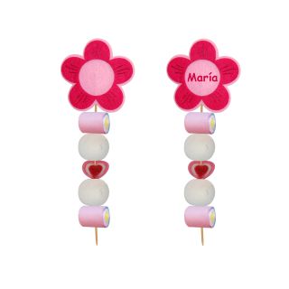 BROCHETA PORTAFOTOS DE GOLOSINAS FLOR ROSA FIELTRO (Aprox. 50 Gr.)