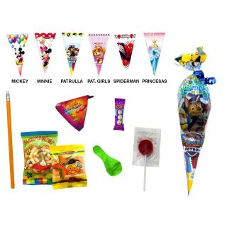 bolsa cono golosinas (mickey/minnie/patrulla/spiderman/frozen)