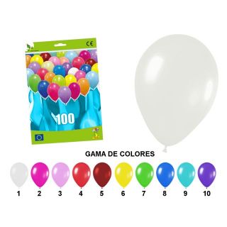 bolsa 100 globos colores lisos (29 x 36 cm.)