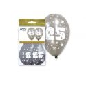 Bolsa 6 globos metalizados plata "25 aniversario""IT5" (28 x 32 cm.)