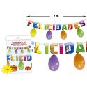 guirnalda globos felicidades (2 mts.)(ø 24 cm.)