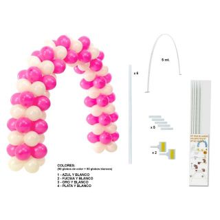 kit estructura arco (90 globos + 90 globos) (5 mts.)