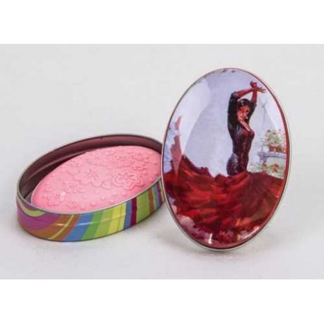 Caja ovalada flamenca con jabon 