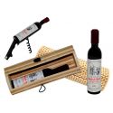 abrebotellas botella de vino + caja mimbre (8520)