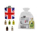 petaca de hombre londres + botella licor mini (8276) + bolsa tull (8944)