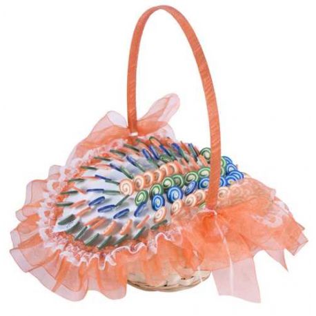 CESTA PEQUEÑA ORGANZA SALMON