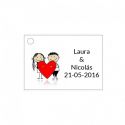 Tarjetita de boda novios y corazón