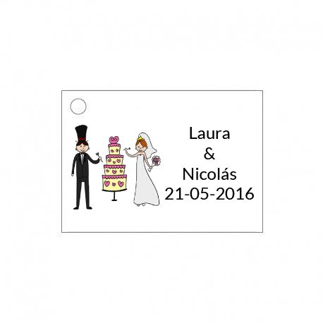 Tarjetita de boda novios tarta nupcial