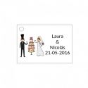 Tarjetita de boda novios tarta nupcial