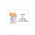 Tarjetita de boda novios con bebe