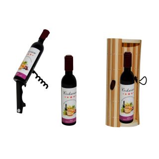 ABREBOTELLAS BOTELLA DE VINO + CAJA MIMBRE REDONDA(8520)