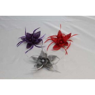 Tocado Flor Sinamay y Pluma Oca Biots tintadas en 3 colores