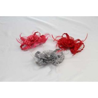 Tocado Flor Sinamay y Pluma Oca Biots tintadas en 3 colores