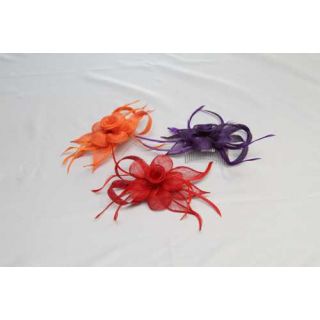 Tocado-Peina Flor Sinamay y plumas 3 colores