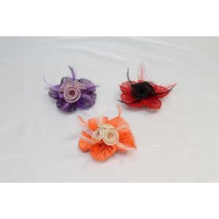 Tocado Bicolor Flor Sinamay y plumas 3 colores