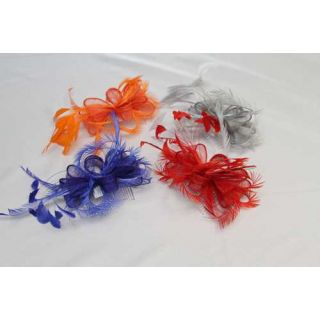 Original Tocado-Peina Lazo sinamay y plumas faisan y Gallo