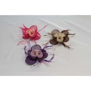 Original Tocado-Peina Bicolor Flor sinamay y plumas faisan