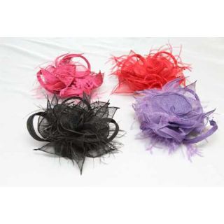 Tocado Crin Tubular, Sinamay, Pluma Avestruz c/abalorios
