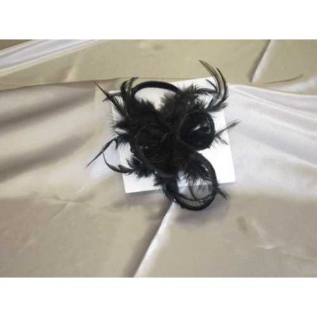 Tocado negro terciopelo y plumas