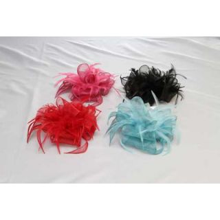 Tocado Flor Sinamay y plumas en 4 colores