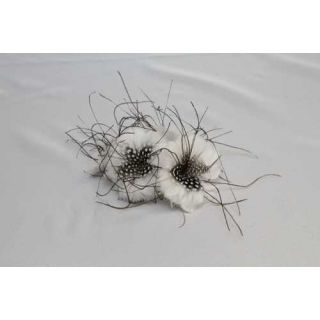 Tocado de Fleco Marabu Blanco y Pluma Guinea
