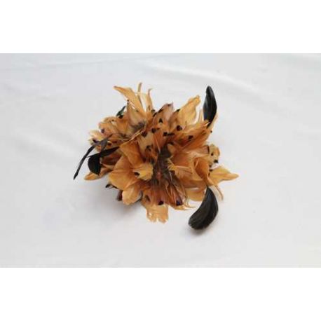 Tocado de Plumas en Marron y Negro