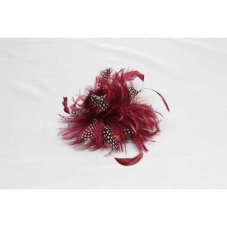 Tocado Plumas Gallina Guinea y Gallo Cranberry