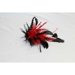 Tocado Montaje de Plumas Ganso y Avestruz Recortada Rojo y Negro
