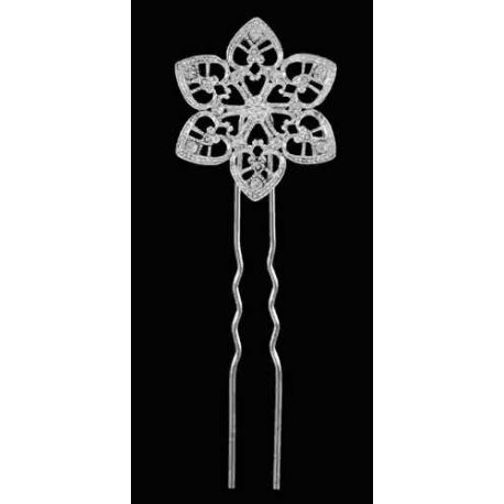 HORQUILLA DE PELO PLATA Y ZIRCONITAS