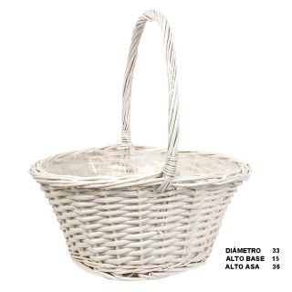 CESTA DE MIMBRE BLANCO 32 CM