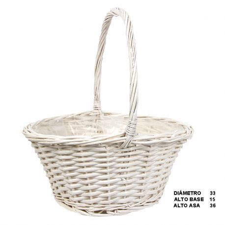 CESTA DE MIMBRE BLANCO 32 CM