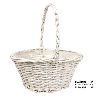 CESTA DE MIMBRE BLANCO 27 CM