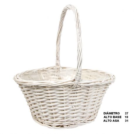 CESTA DE MIMBRE BLANCO 27 CM