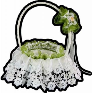 Cesta con asa y adorno con flor. 