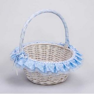 CESTA MIMBRE BLANCA PEQ LUNARES CELESTE
